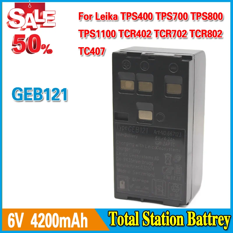 بطارية 6.0 فولت 4200 مللي أمبير في الساعة GEB121 لمحطة إجمالي Leika TPS400 TPS700 TPS800 TPS1100 TCR402 TCR702 TCR802 TC407
