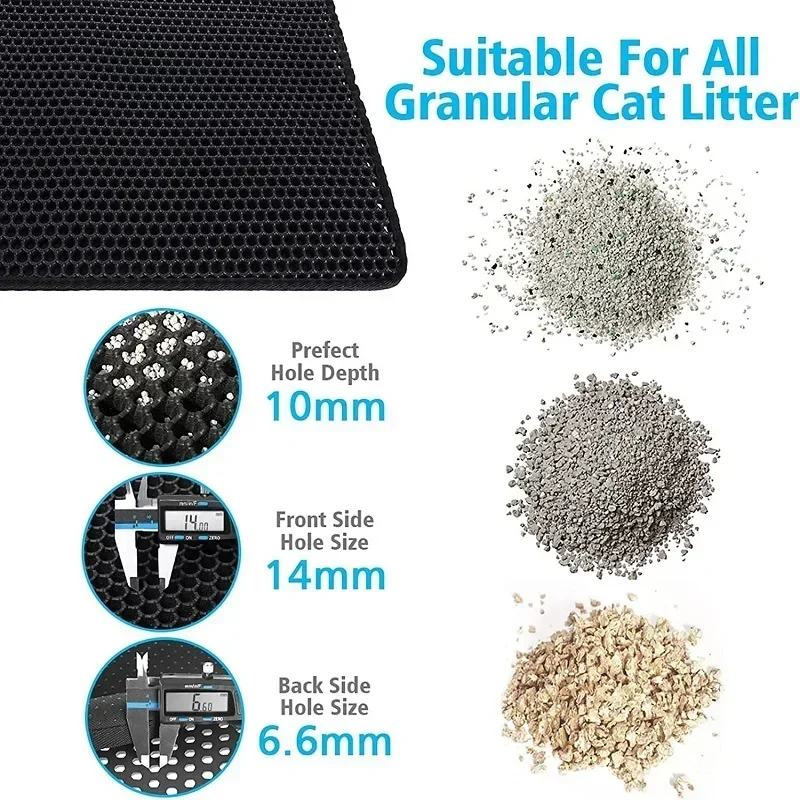 Estera de arena para gatos antideslizante, caja de arena grande para mascotas, estera de filtro de doble capa, resistente al desgaste, impermeable, suministros de limpieza para mascotas