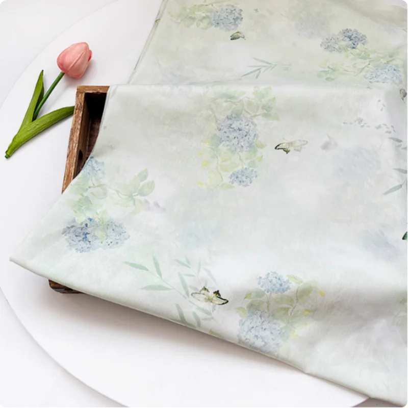 

Butterfly hydrangea printing poplin fabric for dress, shirt, mosquito-proof pants, cushions, seat cushion diy fabric