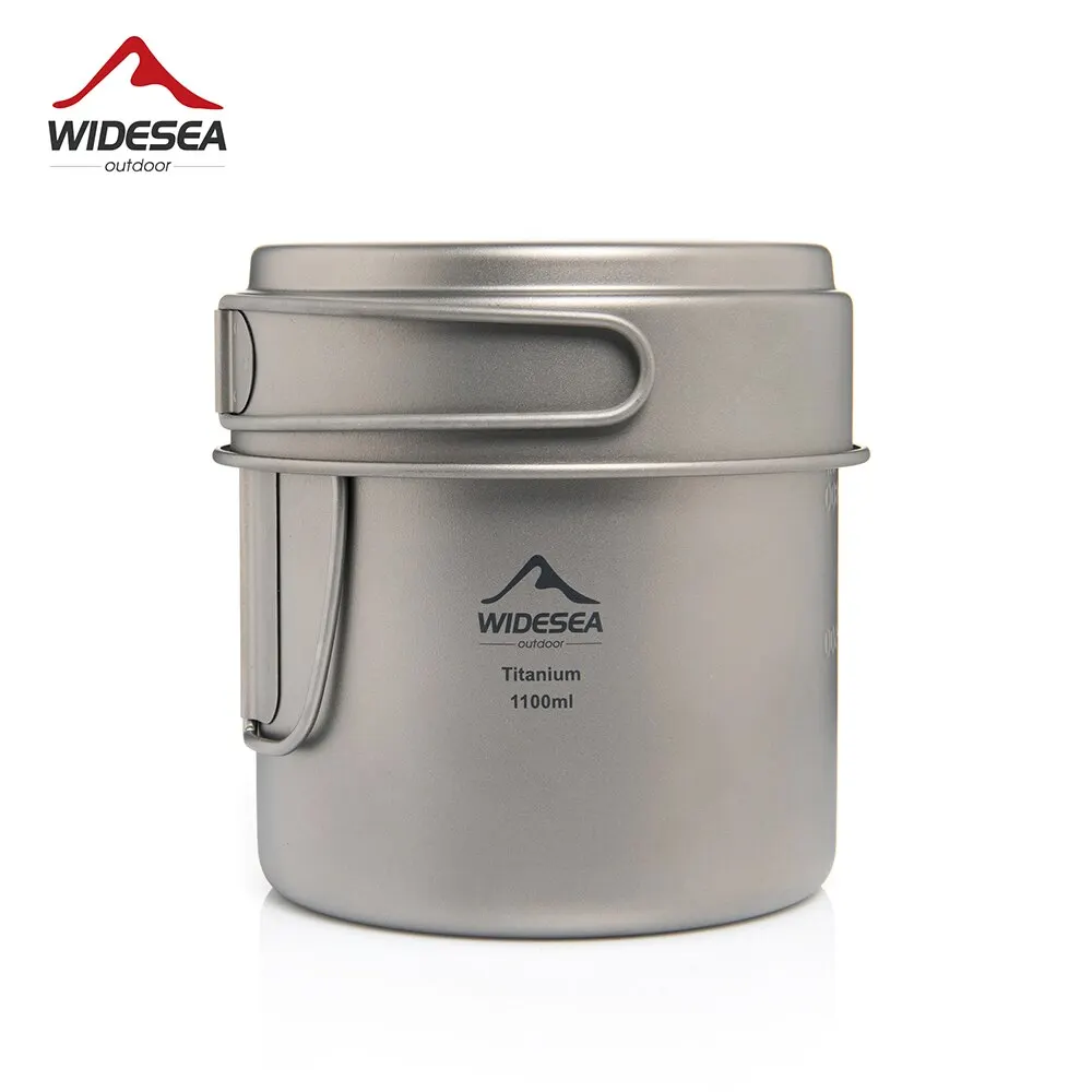 Widesea tazza portatile da campeggio cottura in titanio pentola da 1100ML manici pieghevoli escursionismo stoviglie ultraleggere all\'aperto pentole