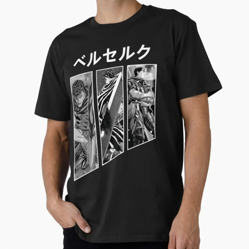 

0922 Guts Berserk Japanese Anime Gift t shirt 100% cotton print clothing Swordsman Manga Graphic Tee Y2K clothes Large size Tops
