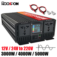 RDDSPON Pure Sine Wave Inverter 3000W 4000W 5000W Double Socket LCD Display DC 12V 24V To AC 220V Voltage Converter Power Supply