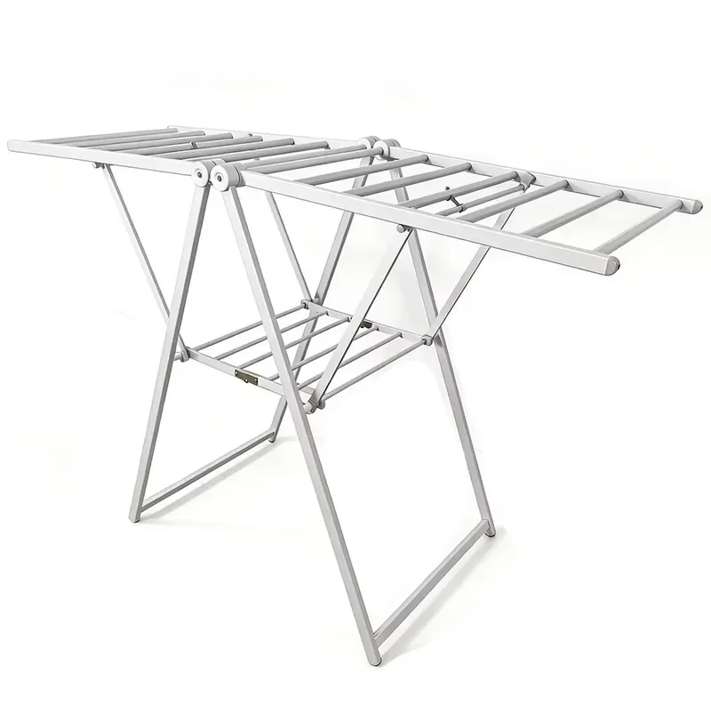 Telescopic Balcony Drying Rack Foldable Airfoil Design Multifunctional Household Clothes Hanger Space Saving Laundry