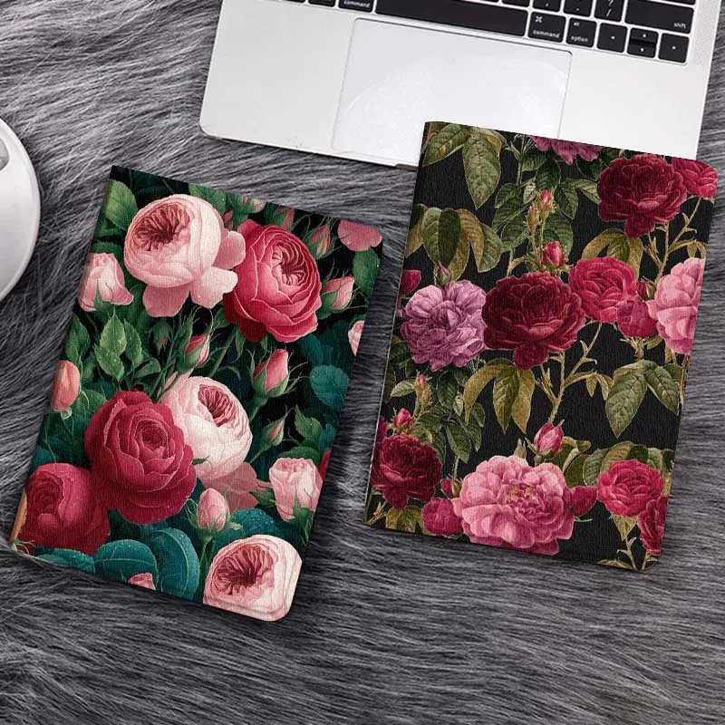 

Pink Red Rose Pattern Tablet Case For Samsung Galaxy Tab S7 S8 S9 S10 FE Lite Gift