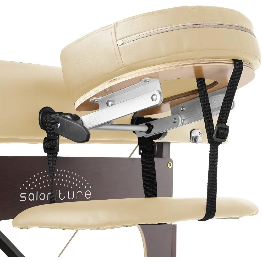 Bi-Fold Memory Foam Massage Table with Reiki Panels, Headrest, Face Cradle, Armrests, Case