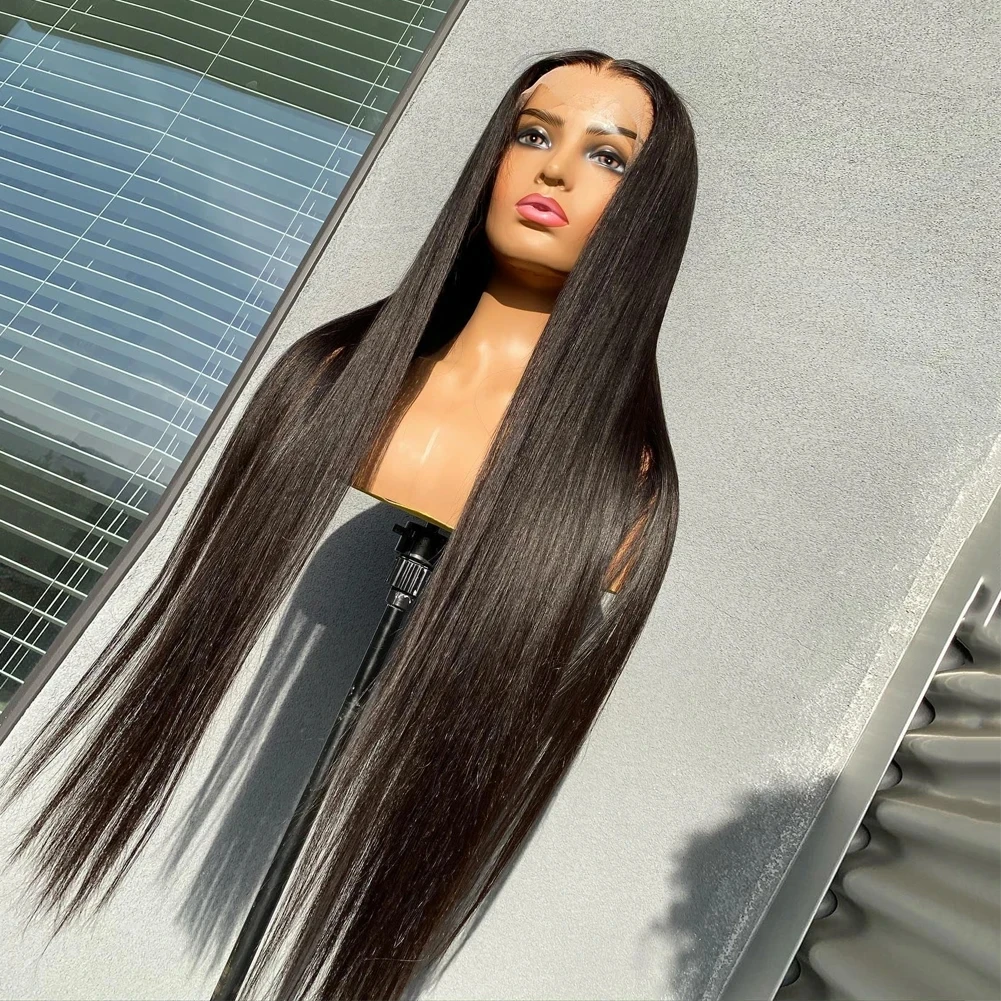 Preplucked Super Long Straight Lace Front Wig Synthetic Hair 13x6  Lace Frontal Wig for Black Women Glueless