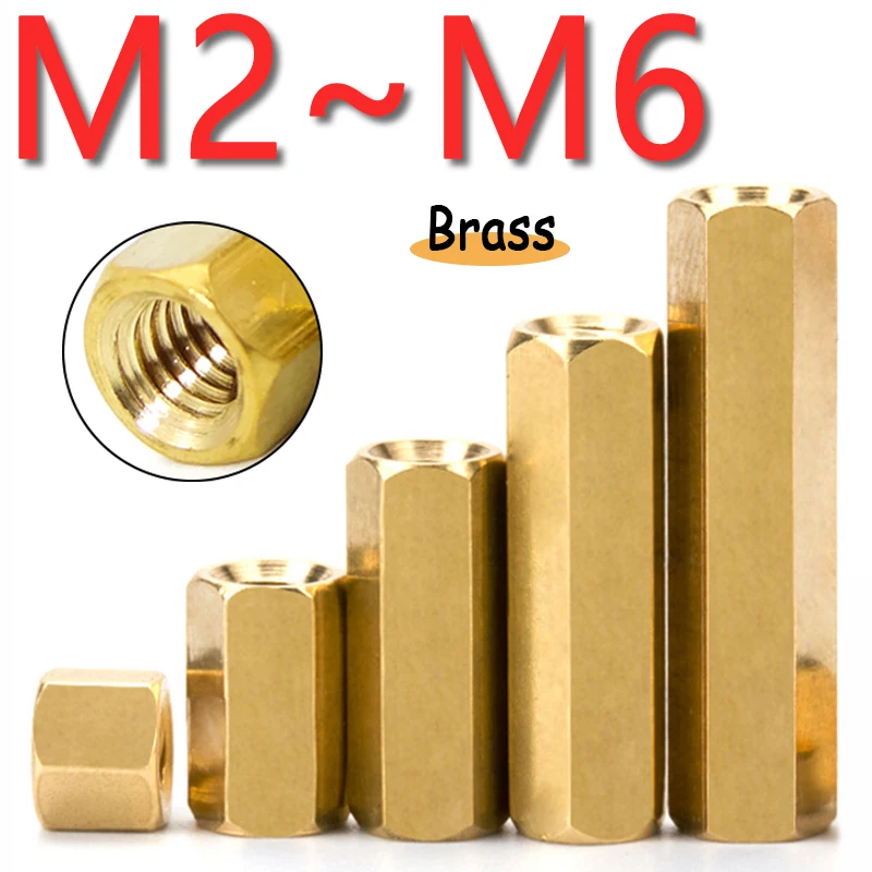 2~50pcs Brass Double Pass Hex Standoff Board Pillar M2 M2.5 M3 M4 M5 M6 Hexagon Thread PCB Motherboard Spacer Nuts Hollow Column