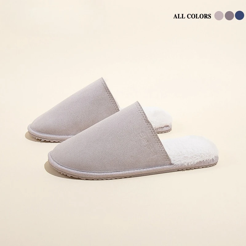 

Домашние теплые тапочки унисекс из воловьей кожи с флисовой подкладкой, противоскользящие и износостойкие особенности для мужчин и женщин осенью и зимой