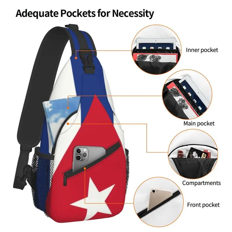 Cuba cubana bandeira nacional estilingue saco masculino legal ombro peito crossbody mochila de viagem caminhadas daypack