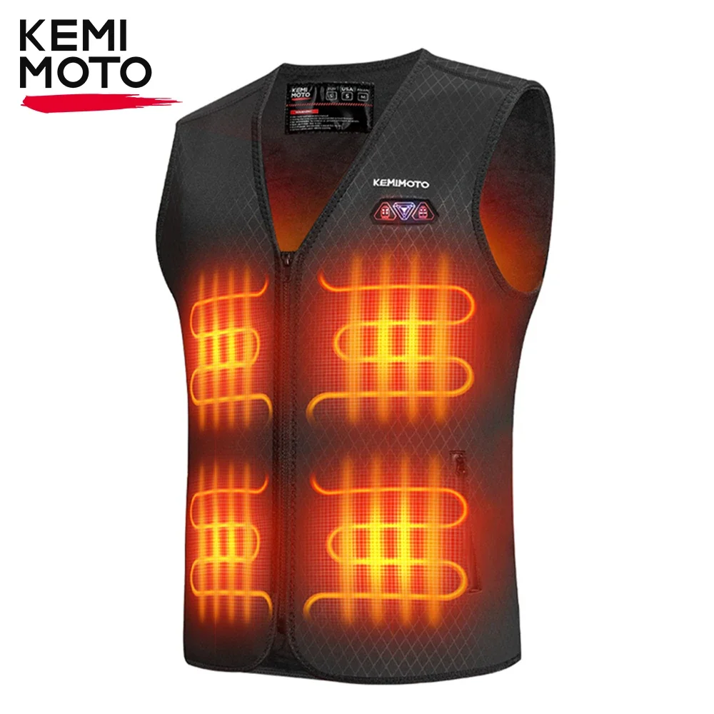 KEMIMOTO Motorcycle Riding Heated Vest Men Women Electric Smart Heating Jacket Winter Warm 8 Areas Cycling Outdoor Activities