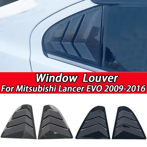 Imagen 1 del producto Para Mitsubishi Lancer EX X EVO 2008-2018 ventana trasera de coche cubierta de obturador lateral pegatina embellecedora pala de ventilación ABS con apariencia de carbono
