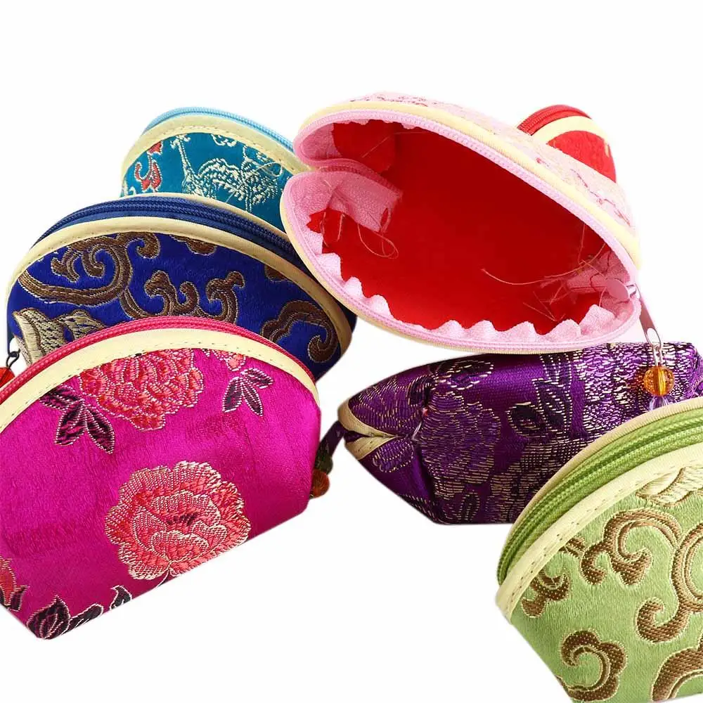 Cloud Cloth Embroidery Bracelet Bag Zip Necklaces Case Chinese Style Storage Bag Jewelry Case Purse Pouch Women Jewelry Bag