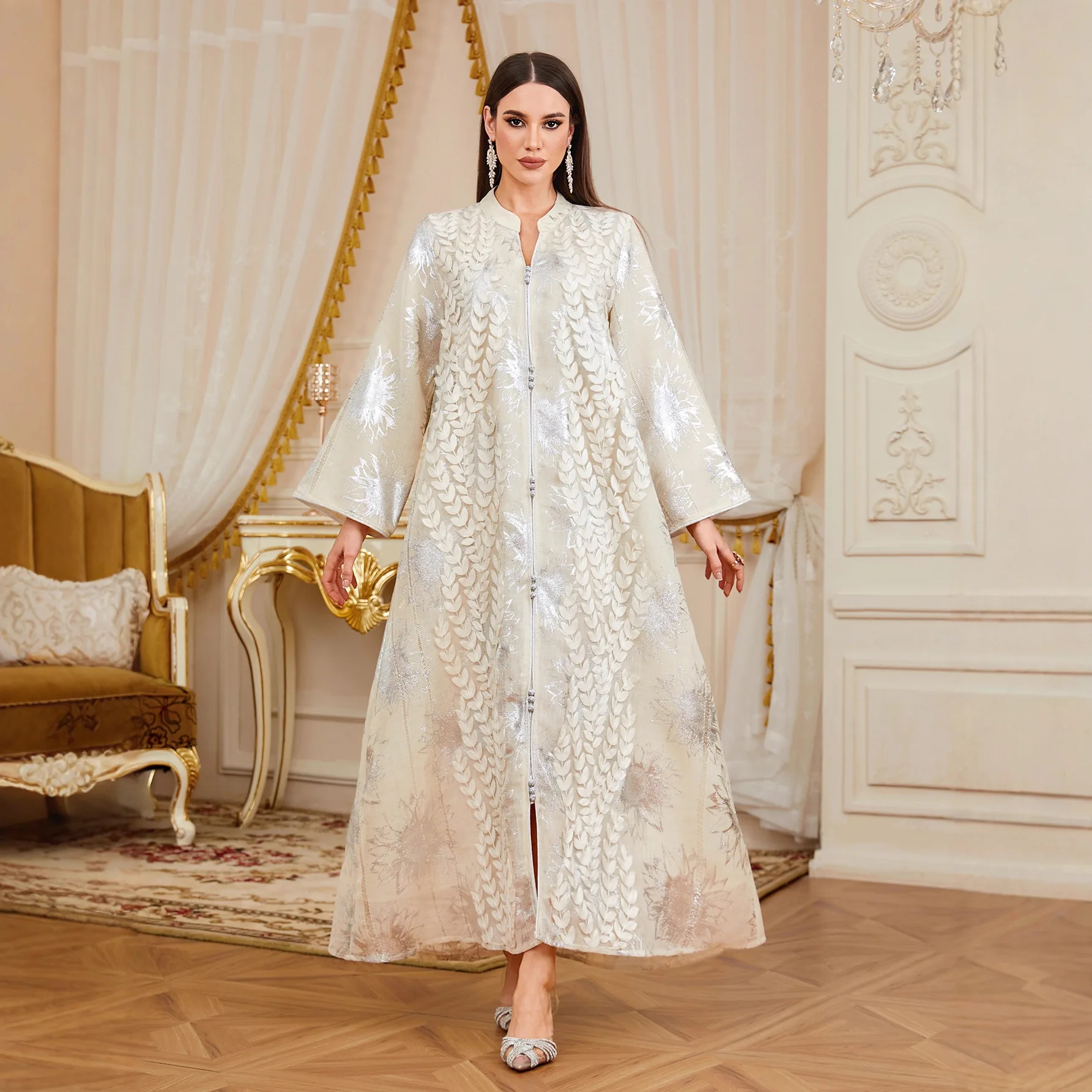 عباية العيد فساتين الحفلات النسائية البرنزية فيستدوس مسلم المغرب عبايات رمضان زينة دبي جلابية قفطان رداء عربي طويل #2