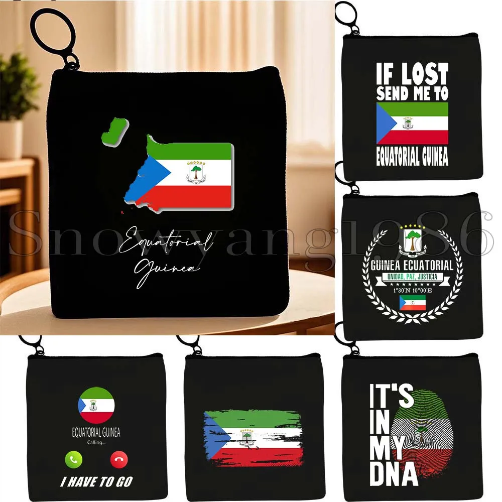 

Equatorial Guinea Map Flag Cute Gifts Canvas Bag Coin Purse Small Square Key Storage Travel Makeup Card Bag Cotton Wallet Pouch