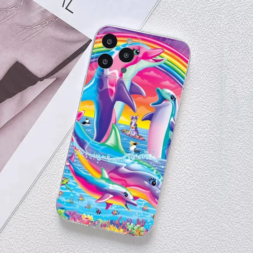 L-Lisa Frank Art Phone Case For iPhone 11,12,Mini,13,14,15,Pro,XS,Max,X 8,7,6s,Plus,5,SE,XR Transparent Shell