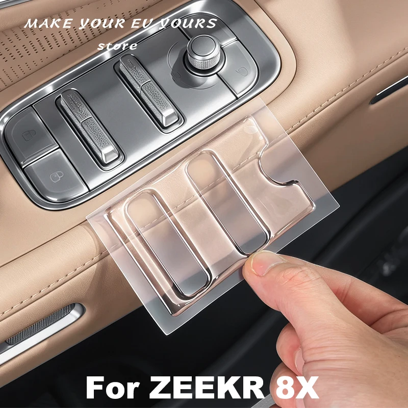 

For Zeekr 8X 2026 Car Door Glass Lifting Seat Adjustment Button Epoxy Protective Stickers Accessories