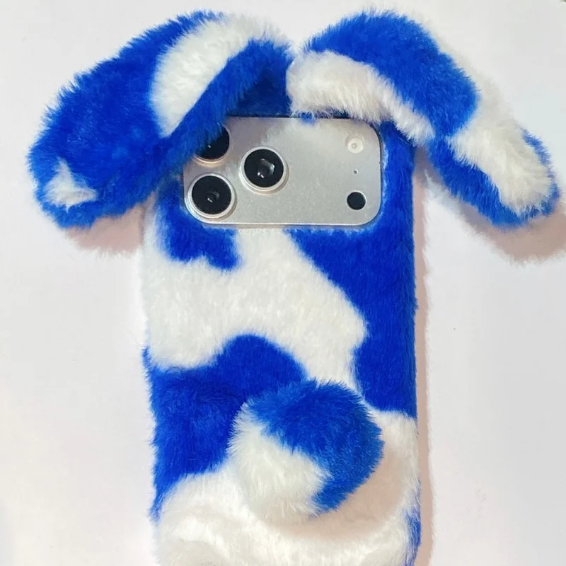 Cute Rabbit Design Fluffy Phone Cases for iPhone 17 16 15 14 13 12 11 Pro Max Women Nice Covers view 3