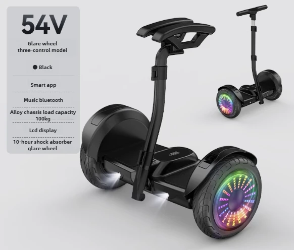 10 بوصة لوح التوازن الذاتي مع مقود الأطفال الكبار دراجة التوازن الكهربائية الذكية الحسية تحوم اللوح 10 بوصة #4