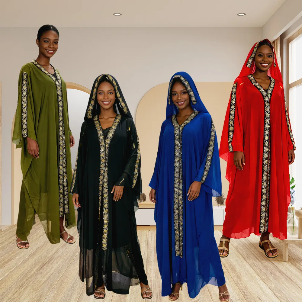 Eid Hooded Dress Abaya Women Muslim Party Dresses Patchwork Long Robe Jalabiya Ramadan Morocco Dubai Kaftan Islam Arab Vestidos