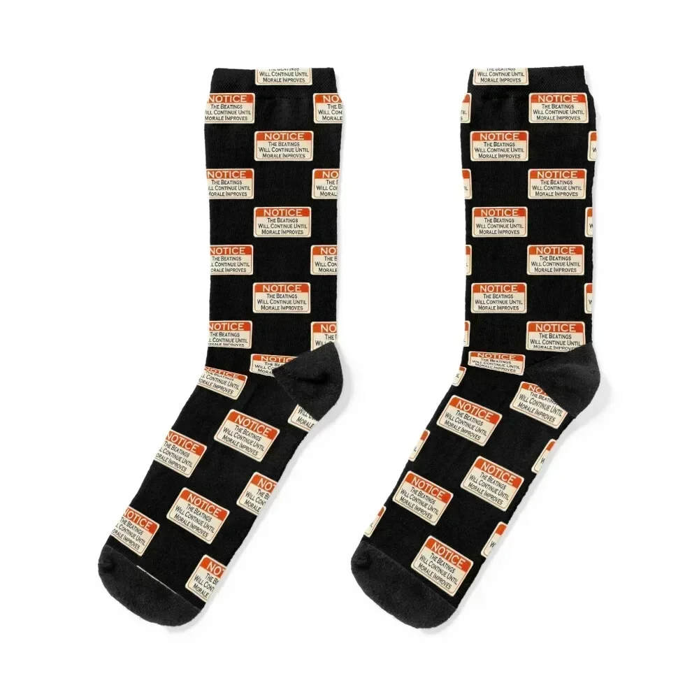 Notice-the beatings will continue until morale improves Socks Climbing with print anti slip football Mens Socks Women's