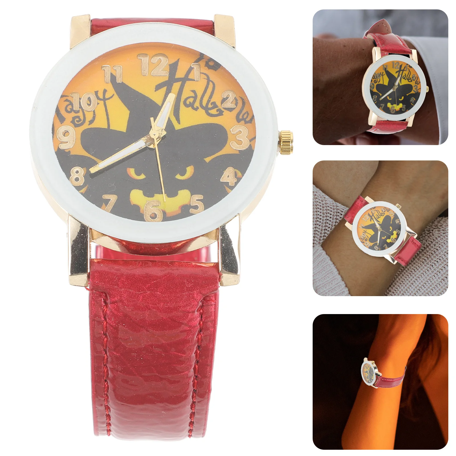 

Повседневные часы на Хэллоуин, красные, уникальные кварцевые часы, бесшумные, гладкие, точность времени, мужские и женские подарочные часы на Хэллоуин