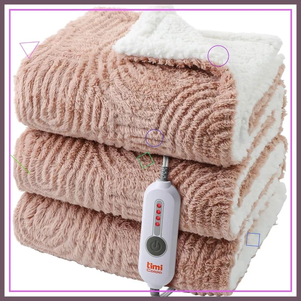 

50x60 Electric Heated Throw Blanket with 4 Heat Levels, Auto-Off & Overheat Protection, Brown