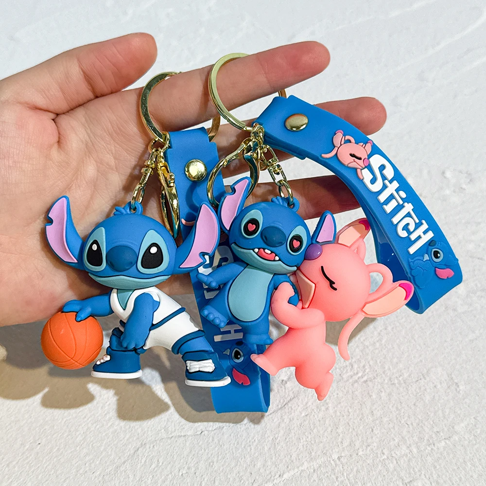 6PCS Lilo & Stitch Toys Keychian Anime Stitch Hanger Sleutelhanger Zoete Roze Engel Keychians Vrouwen Auto Sleutelhanger Meisje Verjaardagscadeau
