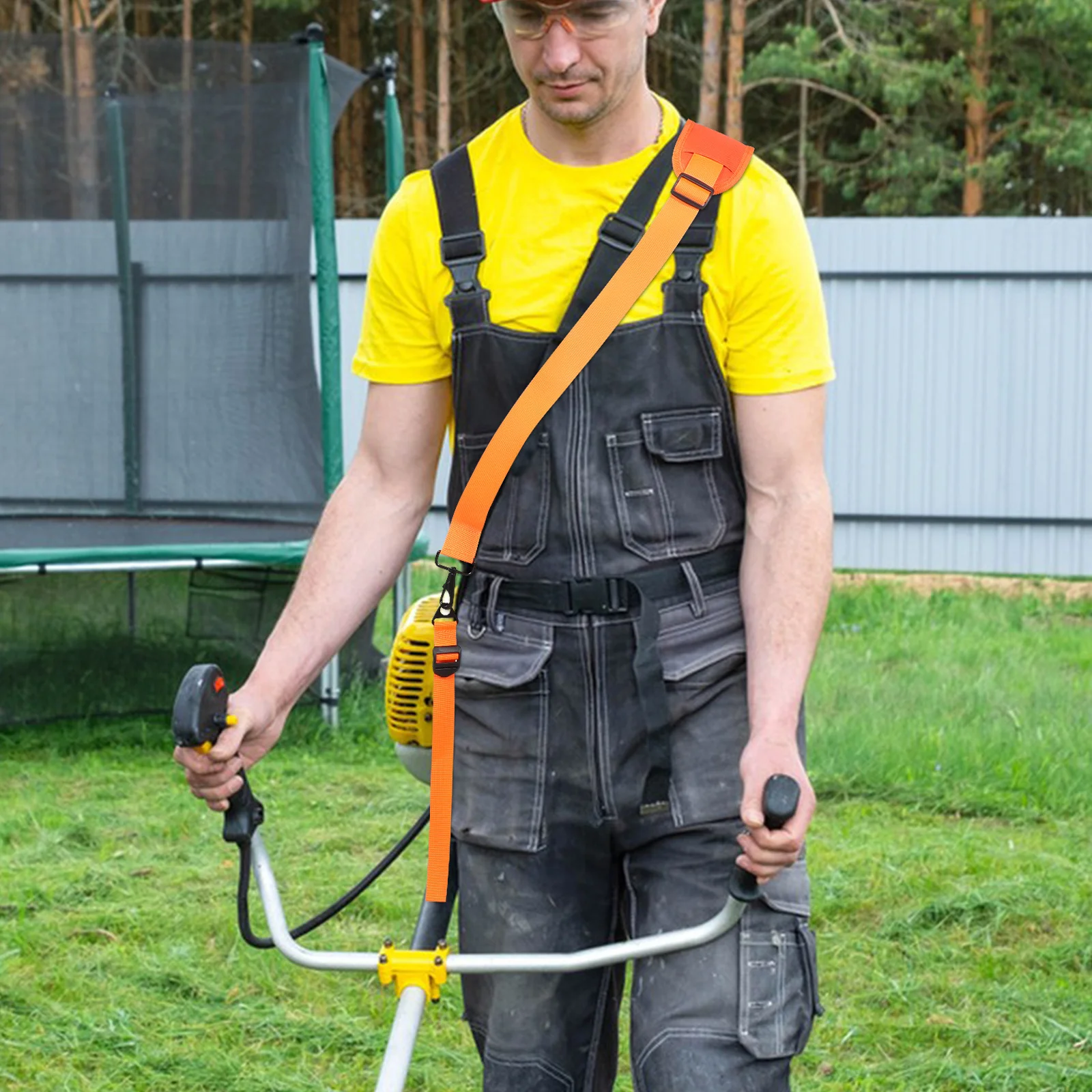

Adjustable Lawn Mower Shoulder Strap Padded Single Harness Orange Reinforced Belt For Grass Trimmer, , Leaf