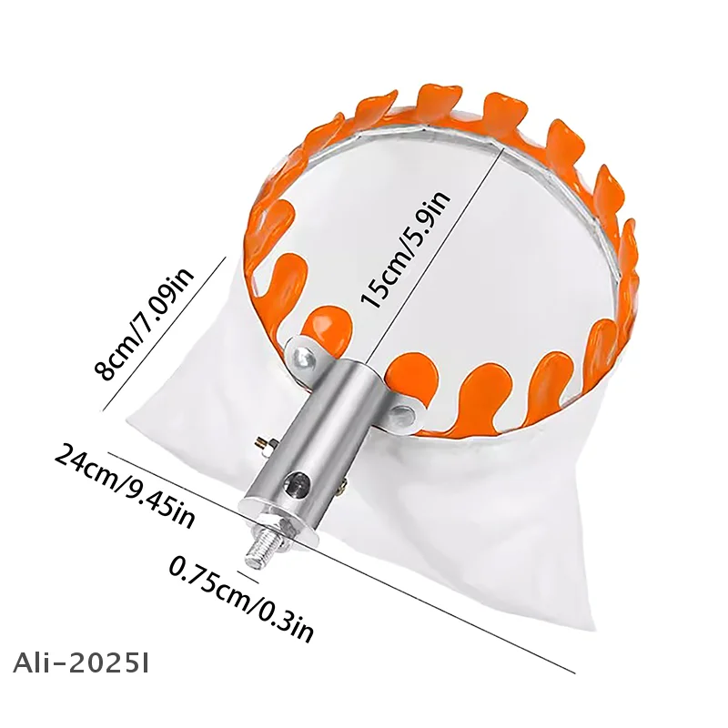 

【I】1Pc Fruit Picker Fruit Picking Tool With Storage Bag Stainless Steel Fruit Picker Tool Tree Fruit Catcher Farm Supplies