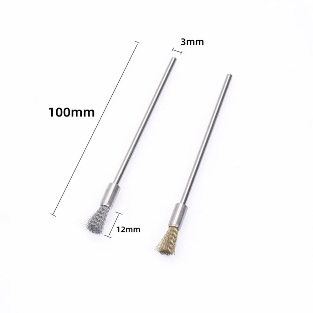 10/30/50pcs Pen Wire 100mm 3.0 Round Long Shank Steel Cleaning End Rotary Tool Stainless Steel Brass Brush Rust Paint Removal