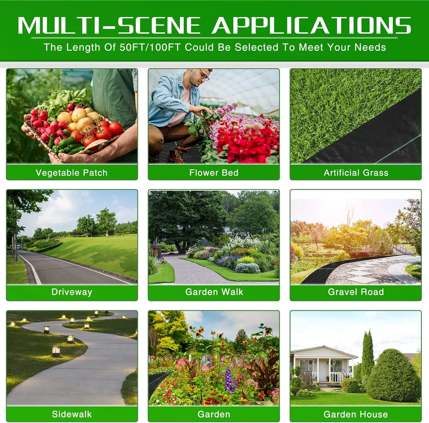 Weed Barrier Landscape Fabric Heavy Duty,  Thicken Garden Blocker Fabric Weed Mats, Weed Control Garden Cloth, Woven Geotextile