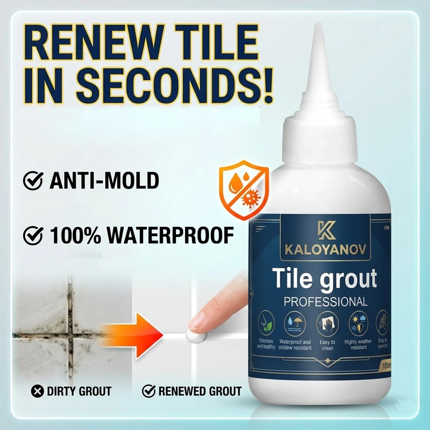 Professioneller Fliesenfugenmörtel, wasserdicht, antimykotisch, Fugenfüller für Badezimmerböden, Dichtmittel, DIY-Reparaturpaste, Tube 150ml