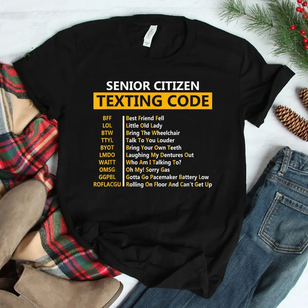 Haunt Reaper Men T Shirt Funny Senior Citizen's Texting Code Shirt O-neck Short Sleeve Plus Size Top Tees