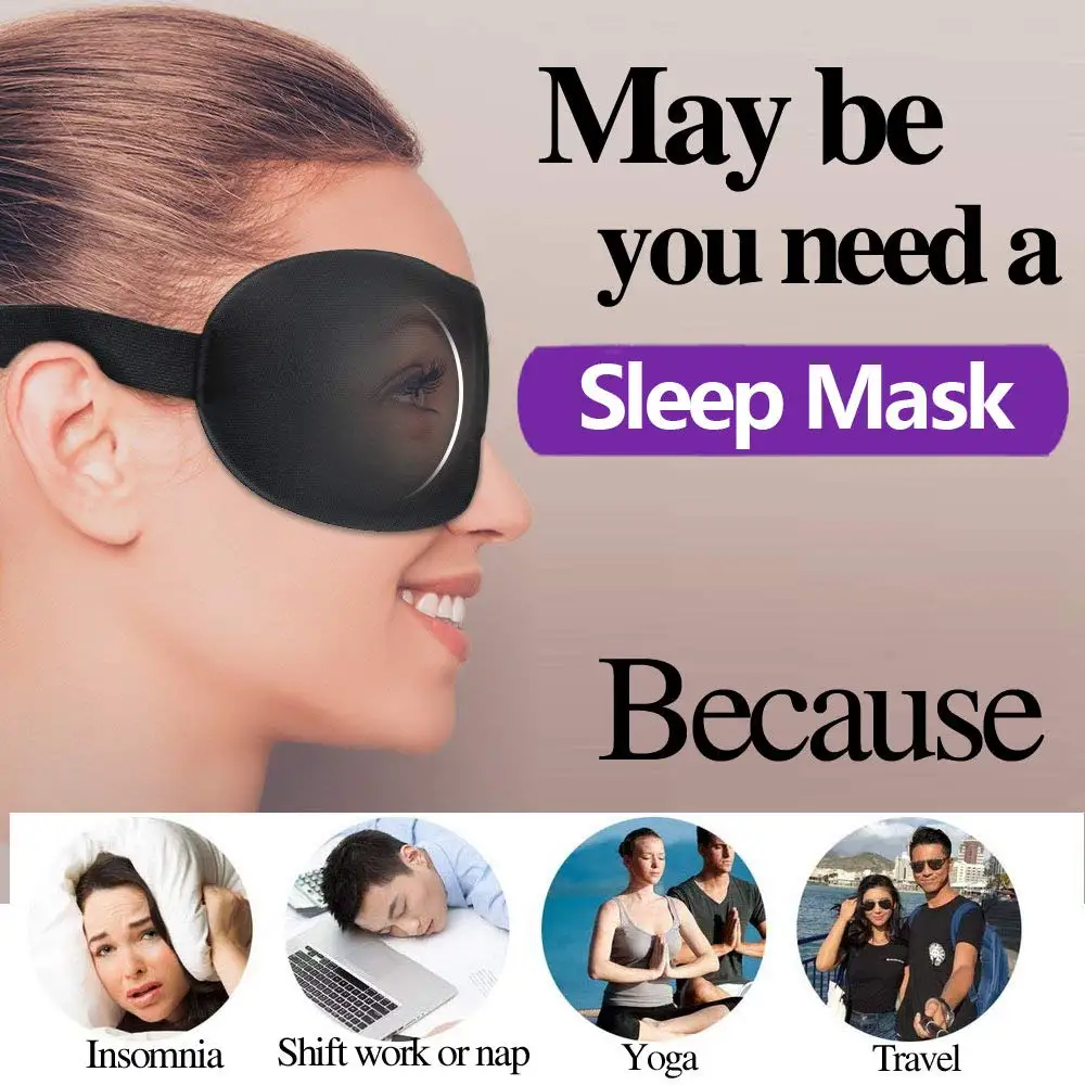 Tcare Masque de Sommeil pour les Yeux, Accessoire de Repos Oculaire, 3D, Respirant, Patch en Coton Rembourré, Bloque la Lumière, Utile au Bureau,