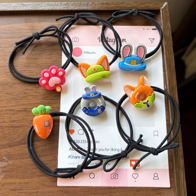 

Disney Zootopia Series Hair Tie Cartoon Judy Hopps Nick Wilde Rubber Band Girl Sweet Hair Accessory Friend Party Decoration Gift