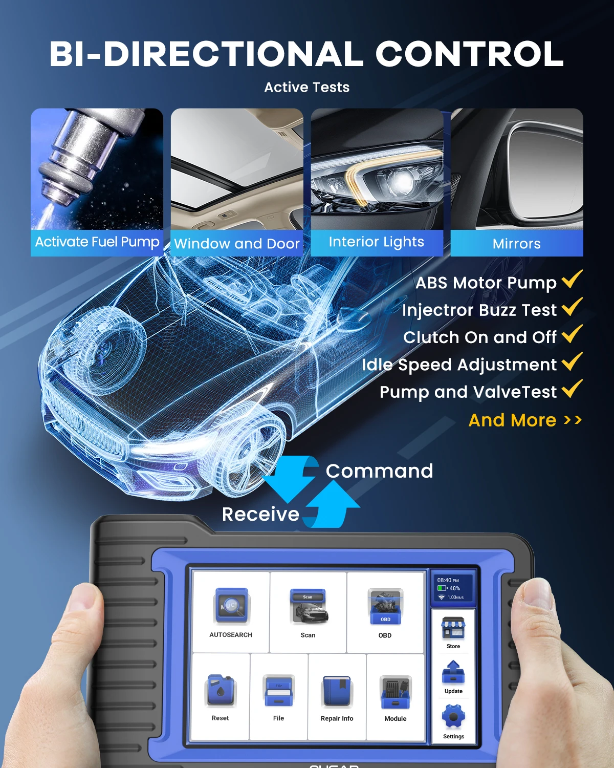 MUCAR VO7 S Best Professional Car Diagnostic Tools All System Automotive Obd2 Car Scanner Auto Diagnosis ECU Coding Active Test