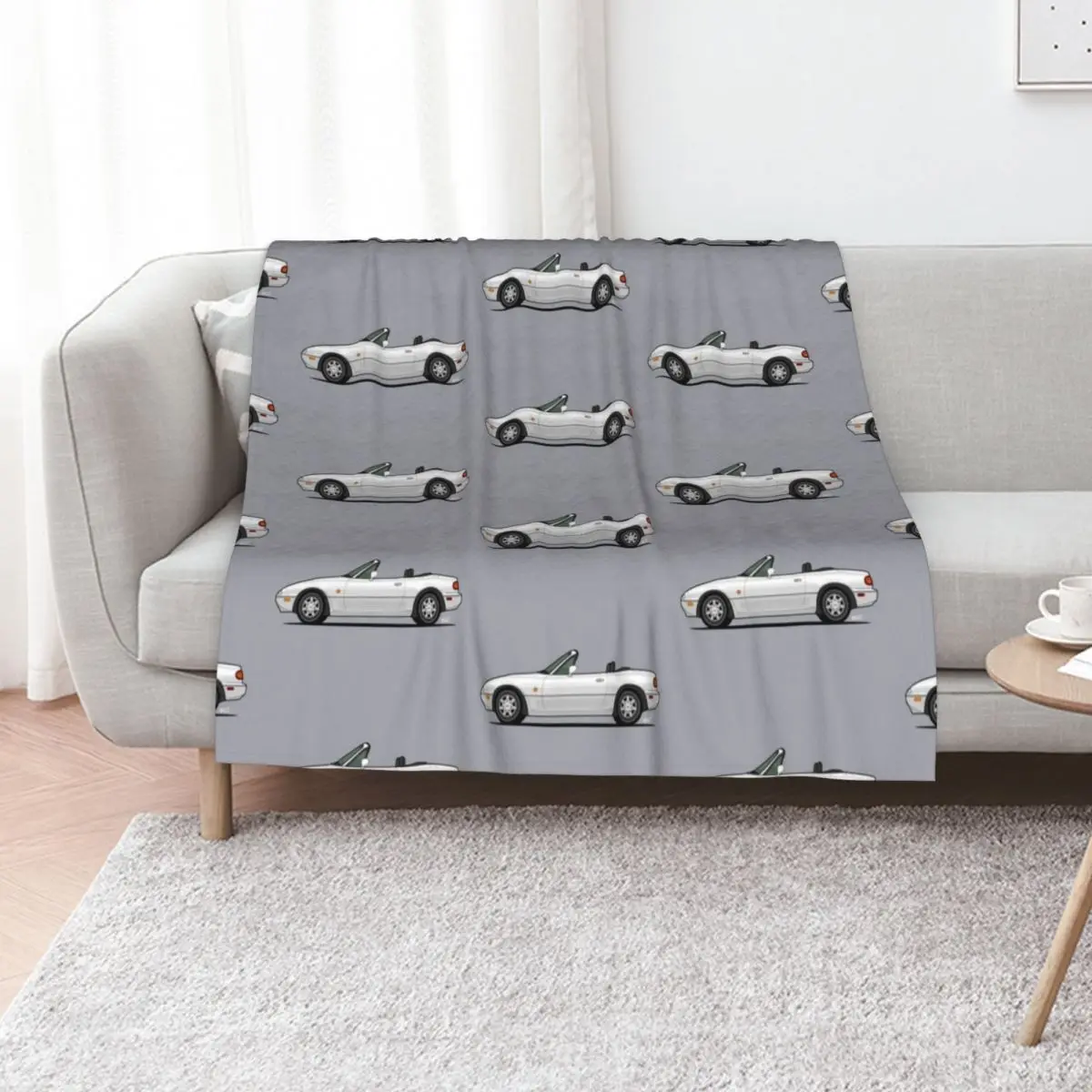 NA MX-5 / Eunos / Miata single drawing WHITE Throw Blanket manga Cute heavy to sleep Hair Decorative Throw Soft Plaid Blankets