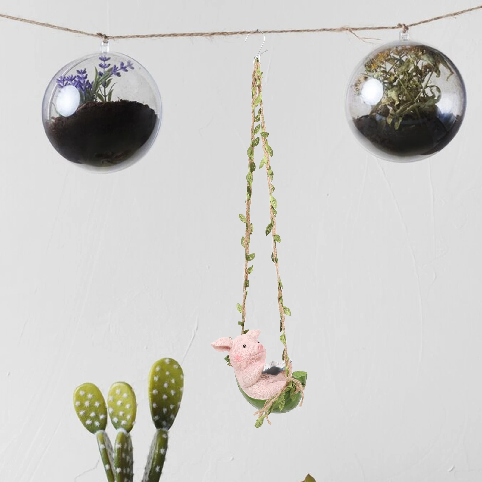 

Pig Swing Decor Resin Statue Garden Supplies Yard Ornament Tree Hanging Figurine Durable Material Easy Installation Outdoor Toy