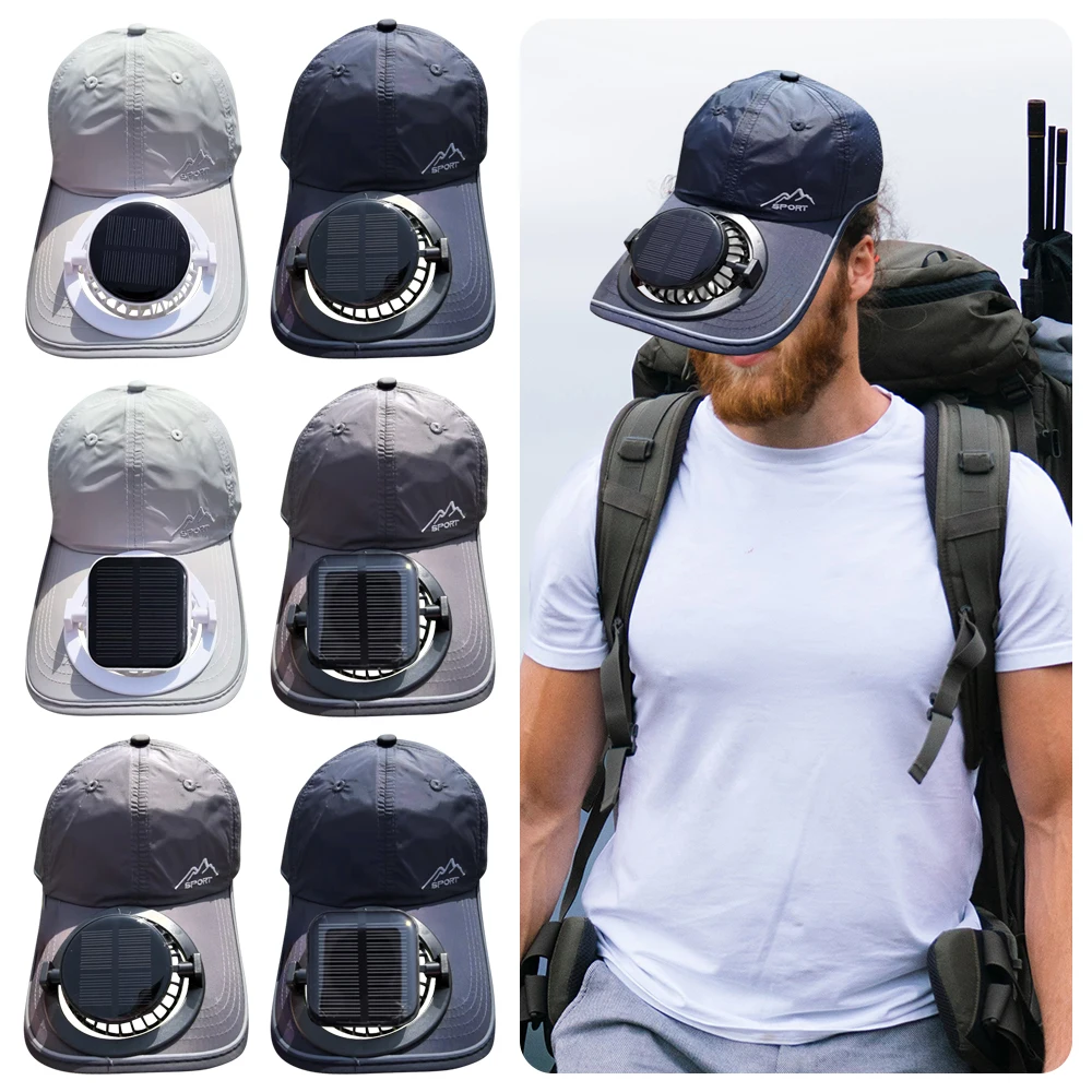 

New USB Charging Fan Sunhat with Cooling Fan Strong Wind Sun Protection Cap Long Brim Sun Protection Detachable Fan Cap Outdoor