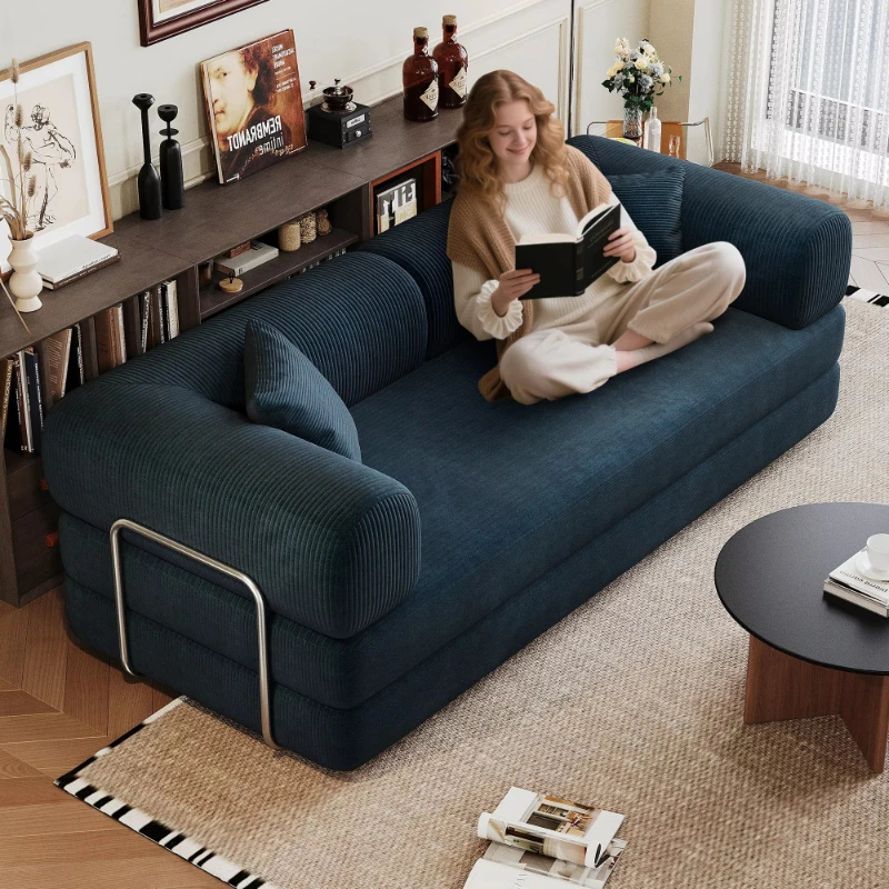 Modern deep-seated folding sofa bed, high-density sponge compression, no assembly required, suitable for apartment living