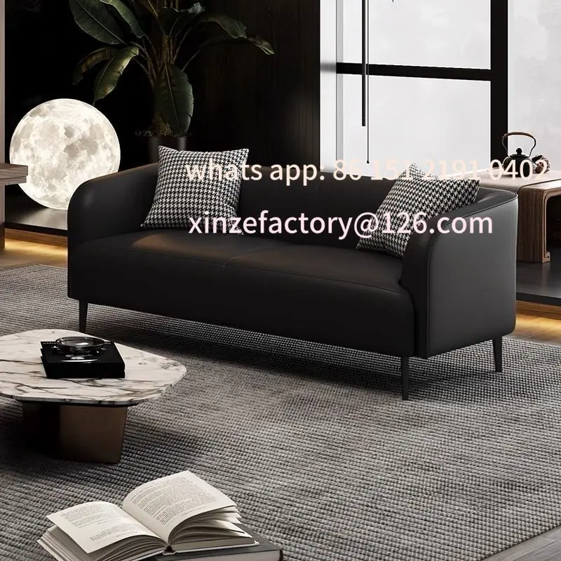 

Customizable American Sofa Straight Row Chess and Card Room Beauty Salon Rest Office Sofa Simple Black Business