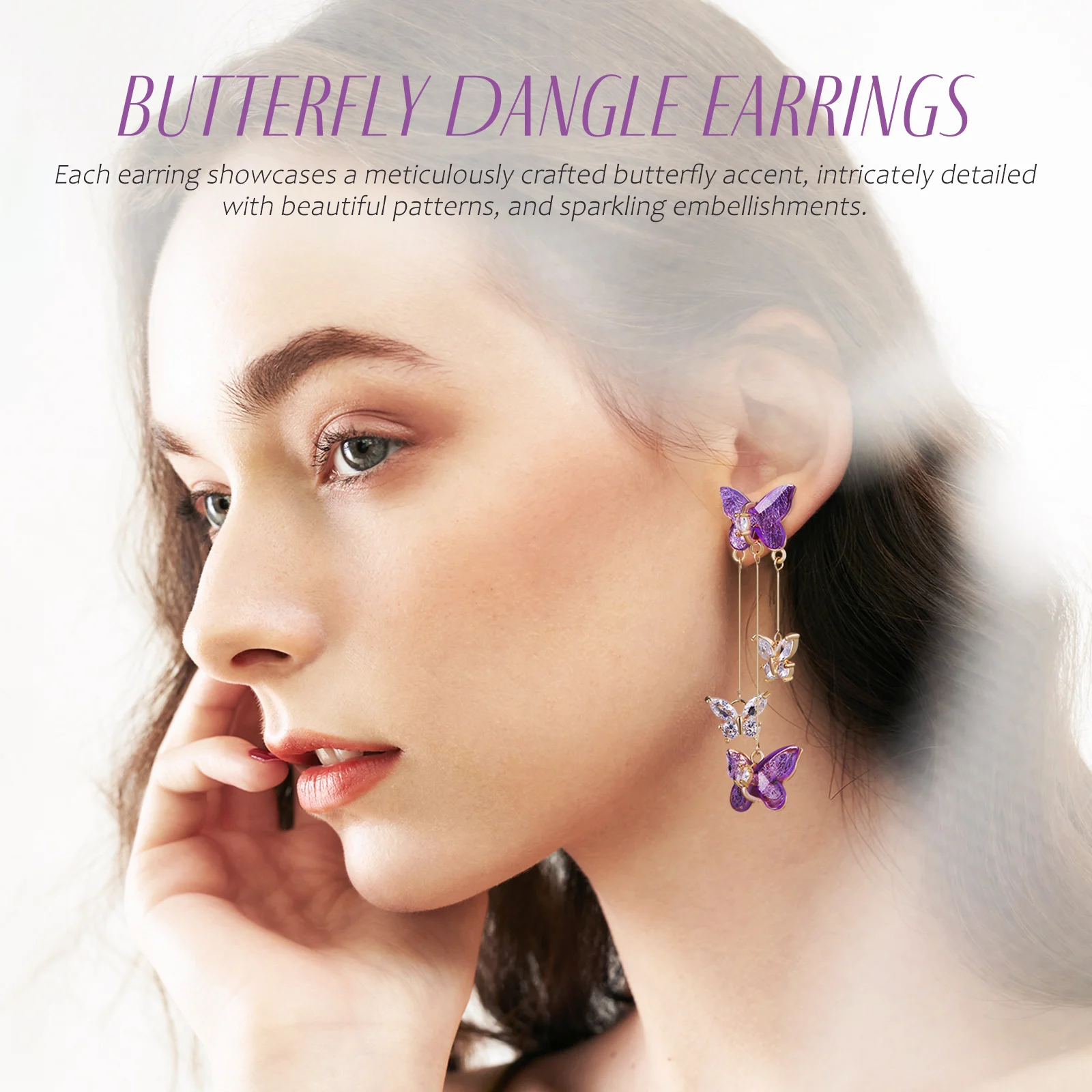 

1Pair Zircon Butterfly Earrings Dangle Drop Earrings for Women Prom Wedding Rhinestone Fairy Jewelry Butterfly Jewelry