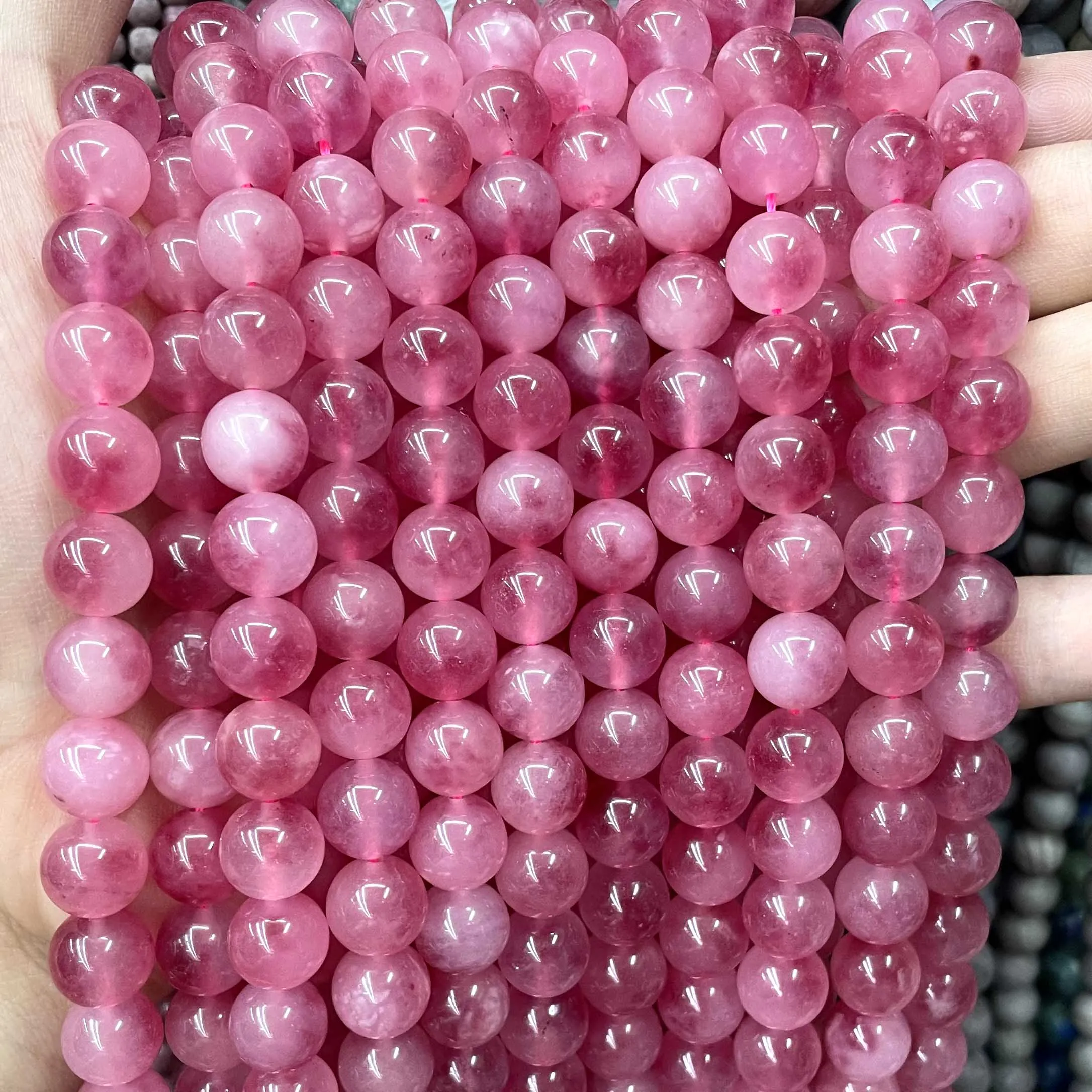 6 8 10 12 14MM Natural Stone Red Chalcedony Jades Spacer Round Beads For Jewelry Making DIY Bracelet Necklace Accessories