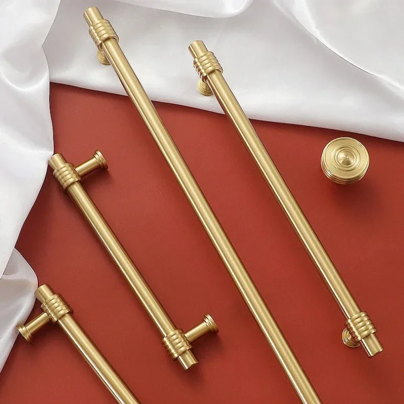 Massive Messinggriffe im Vintage-Design mit Hanfseil-Form, personalisierte Küchenmöbelgriffe, goldene Schubladen- und Türgriffe, T-förmige Zuggriffe – Detail 11