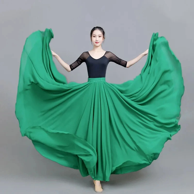 Lente Zomer Herfst Hoge Taille Etnische Stijl Hoogwaardige Rokken 720 Graden Grote Swing Dans Rokken Dubbellaags Chiffon Rok