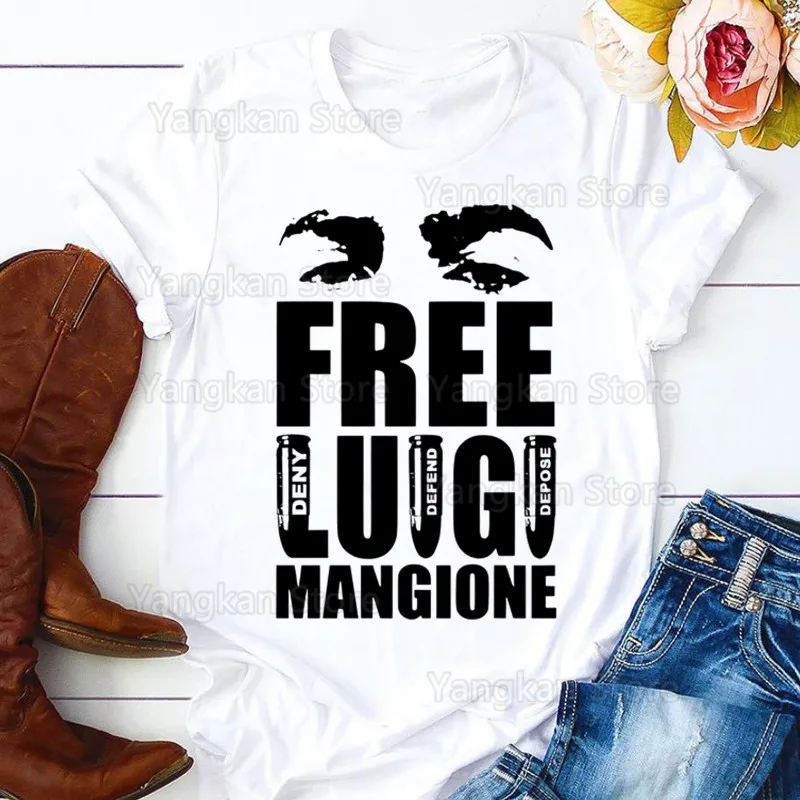 Free Luigi Mangione Summer Fashion Shirt Graphic T Shirt Women Tops Base O-neck Tees Funny Girls Tshirt