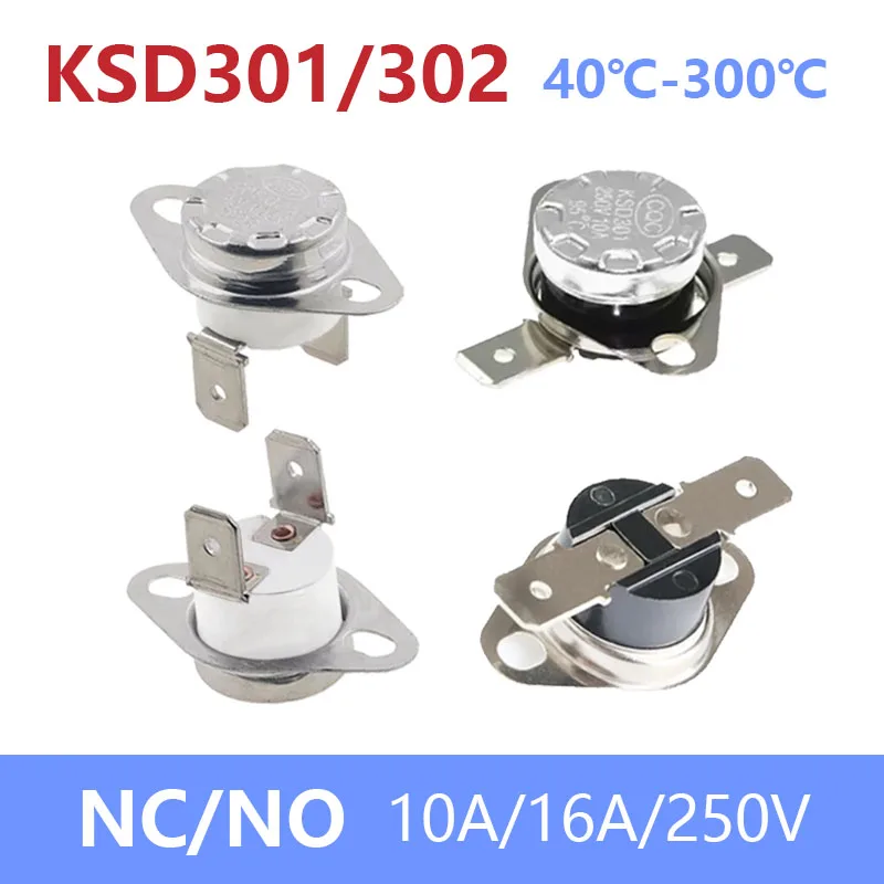 KSD301 KSD302 40-300degree Ceramic 10A 16A 250V Normally Closed Open Temperature Switch Thermostat45C 75C 85C 95C 135C 210C 300C