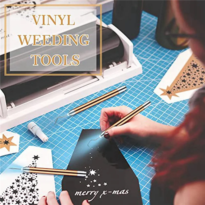 

2025 Hot Style 6 Pcs Weeding Tools For Vinyl With LED Light Set Pin Pen Weeding Tool Weeding Pen Craft Tweezers Pin Tools