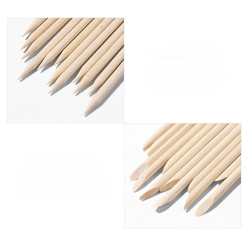 Bâtonnets à Ongles en Bois Orange pour Manucure Professionnelle, Dissolvant de Pédicure, Décoration d'Art, Outil de Nettoyage, 100 Pièces