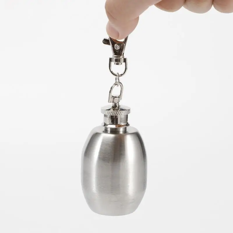 Mini 1oz Edelstahl-Hüftflasche mit Schlüsselanhänger, Leicht und Langlebig – Detail 5